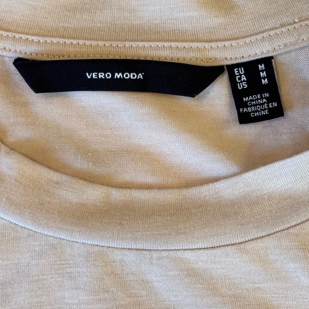 New Vero Moda Nelly Ruched Knit Top Taupe Cream Size M (Runs Small) - Picture 7 of 7